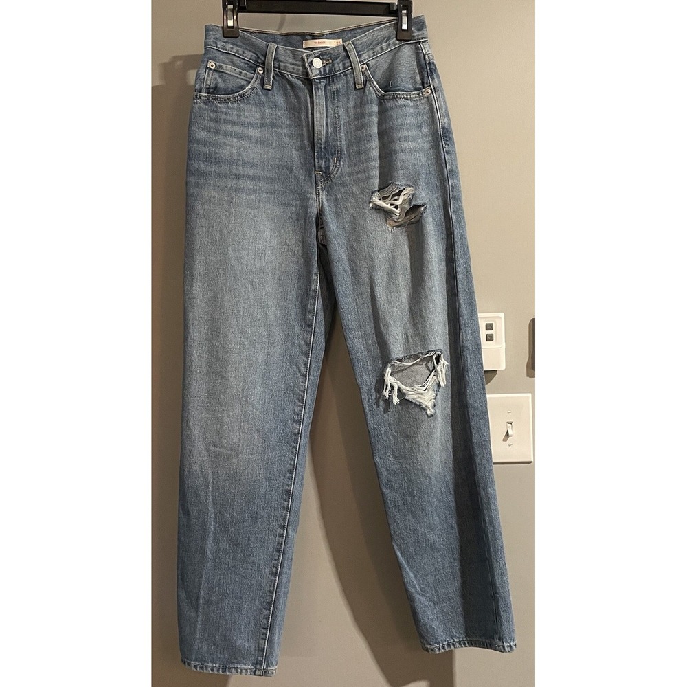 Levis Jeans Baggy 94 Denim Loose Light Wash Distressed Womens 26